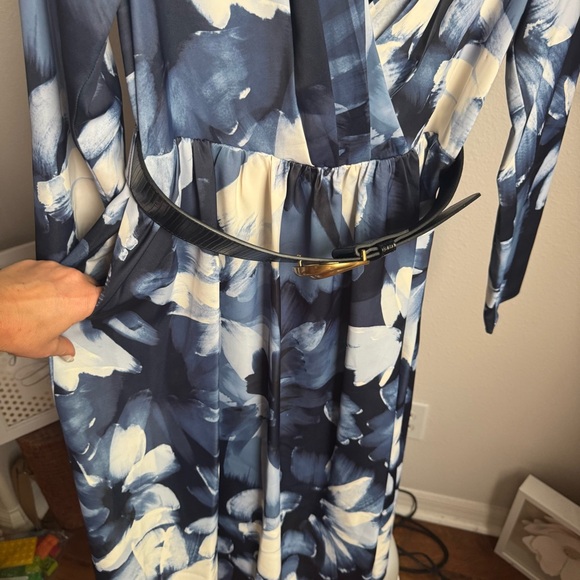 NWT Donna Karan New York FLORAL BELTED A LINE MIDI DRESS Sz 8 - Picture 12 of 14